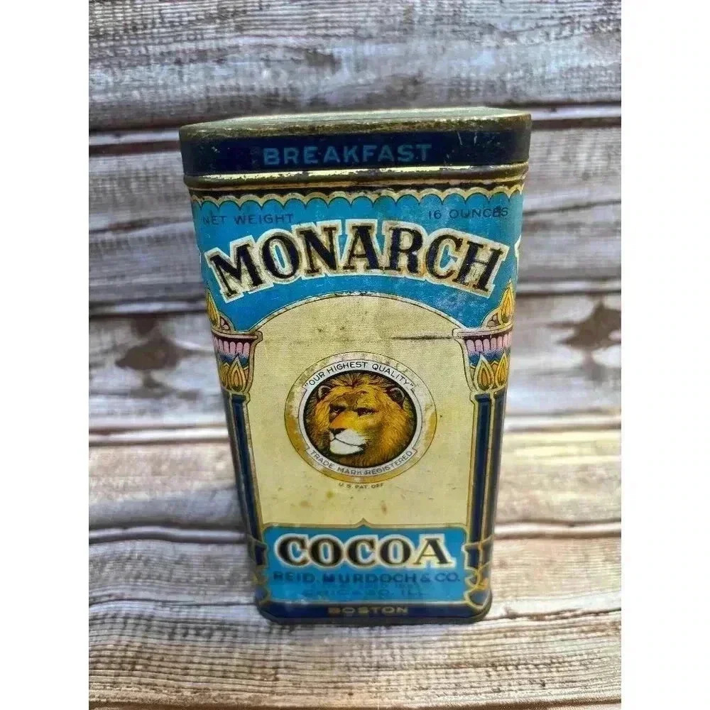 Vintage Monarch Cocoa Tin Empty LA Boston Pittsburgh New York